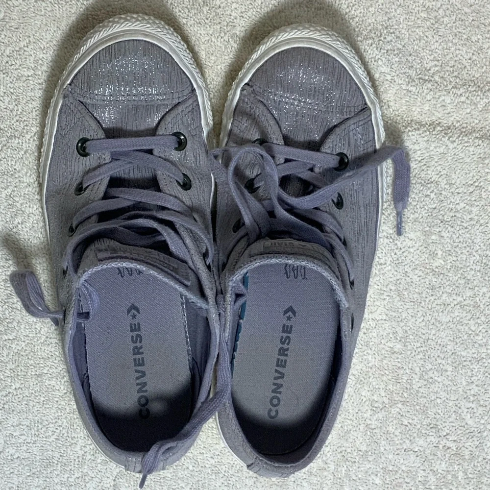 Converse All Star Purple Shimmer Leather Low Top Youth 3